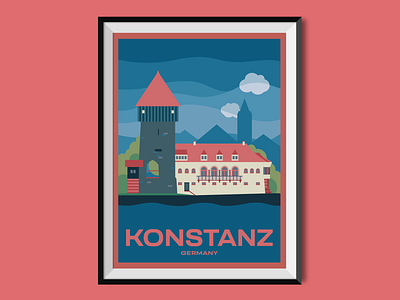 Konstanz architecture city city illustration flat illustration germany house konstanz lake constance poster poster design tower travel