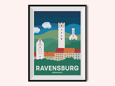 Ravensburg city cityscape germany graphic design ill illustration place poster poster design ravensburg