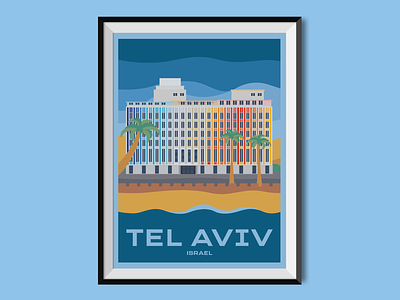 Tel Aviv beach city city sight illustration israel poster poster design travel poster