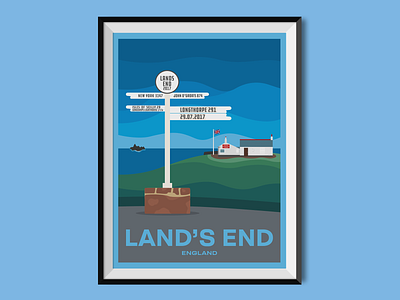 Land's End england flat design illustration poster poster design seaside travel poster