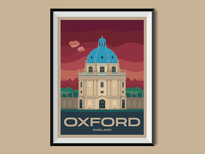 Oxford england illustration oxford poster poster design travel poster united kingdom