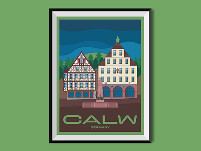 Calw black forest calw city hermann hesse illustration old town poster timber frame travel poster