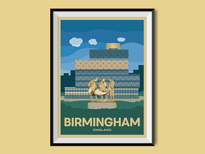 Birmingham birmingham building england journey library place poster design sight travel poster united kingdom