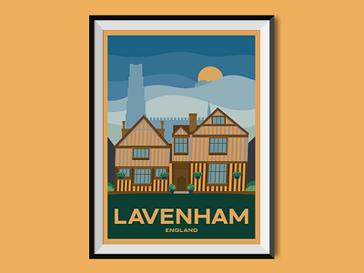 Lavenham building england harry potter illustration journey old town sightseeing travel poster