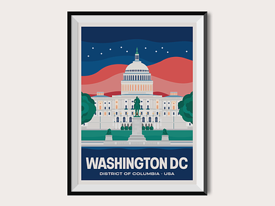 Washington D.C. america building capitol holiday journey sight travel poster united states washington