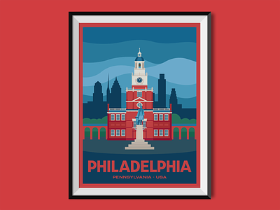 Philadelphia architecture freedom bell history independence journey philadelphia travel poster united states