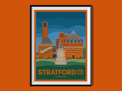 Stratford-upon-Avon architecture building england holiday journey place shakespeare stratford theatre travel poster