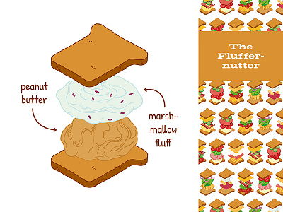 BW: The Fluffernutter brandwich butter fluff fluffernutter food illustration peanut sandwich