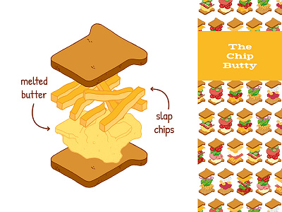 BW: The Chip Butty brandwich butter chips food fries illustration sandwich uk