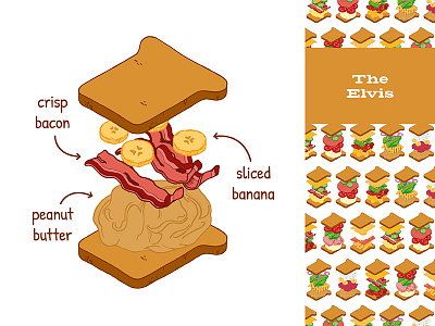 BW: The Elvis bacon banana brandwich butter elvis food illustration peanut presley sandwich