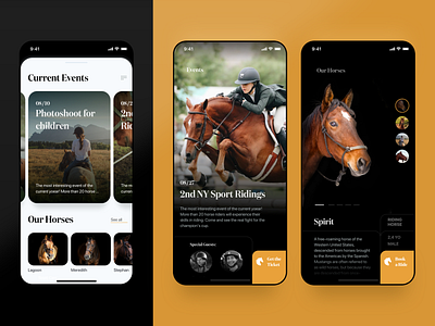 Horse Riding Club App Design animals app app design application design horse ios ios app ios app design ui ukrainian user experience design user interface ux