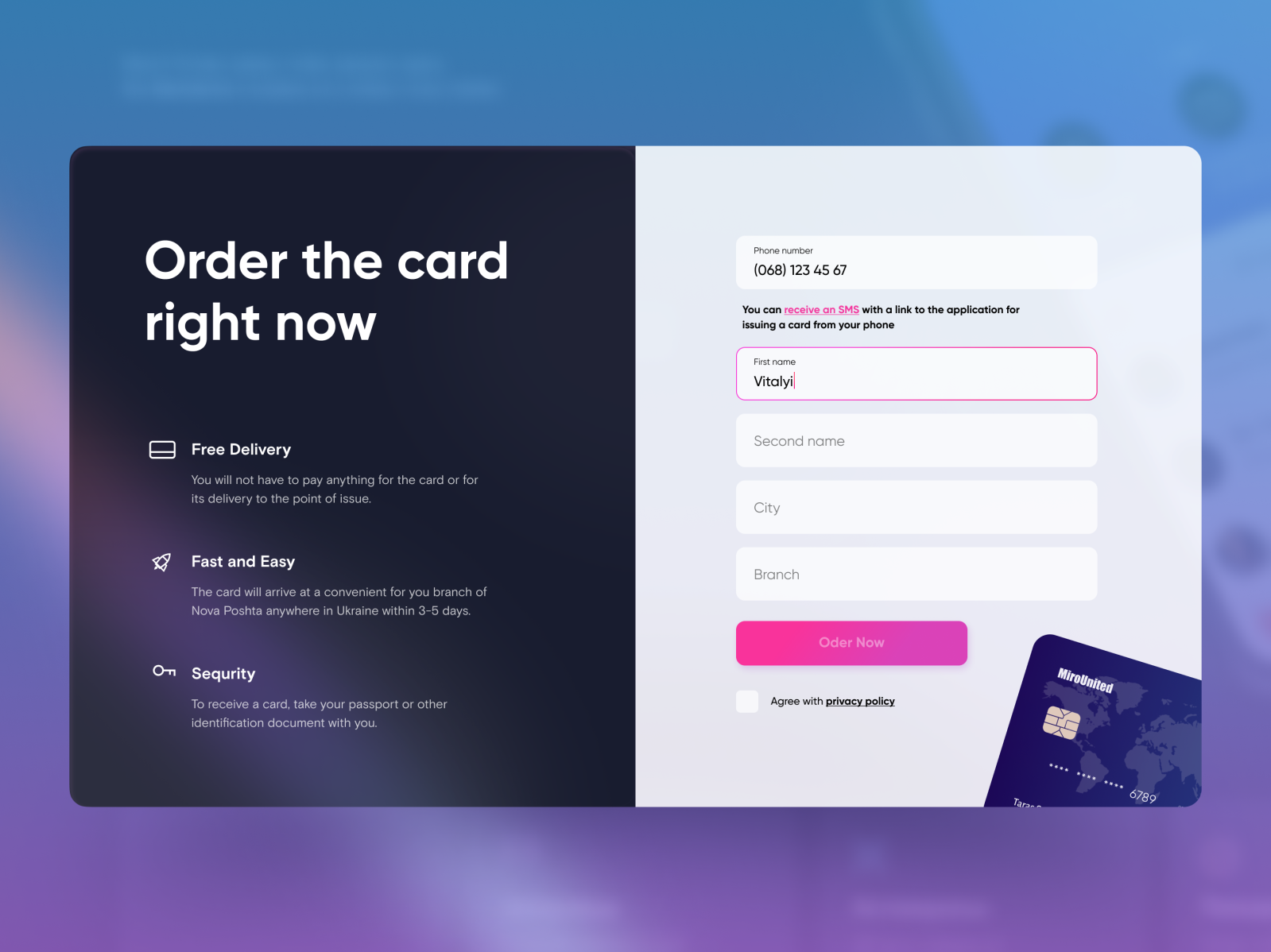 Credit Card Order Web Form UI/UX by Valeria on Dribbble