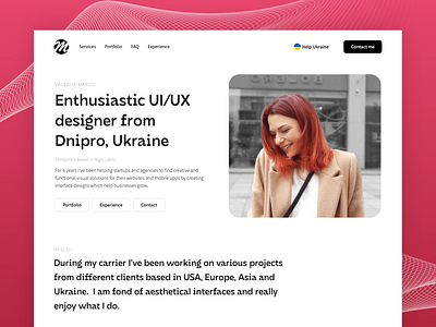 Designer's Website Hero Section design personal website portfolio website ui ukrainian ukrainian web user interface ux web web design website