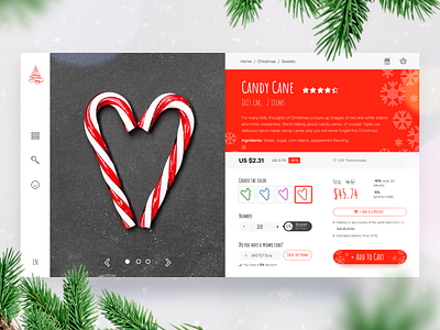 E-commerce UI for the Christmas Presents shop candy cane christmas coloful ecommerce online store red ui sweets ui ukrainian user experience design user interface ux web web design website winter