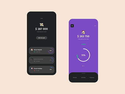 Financial Goal-Saving Application 14 app apple bank banking card data finance fintech goals interface invest ios iphone mobile money money management transaction ui ux