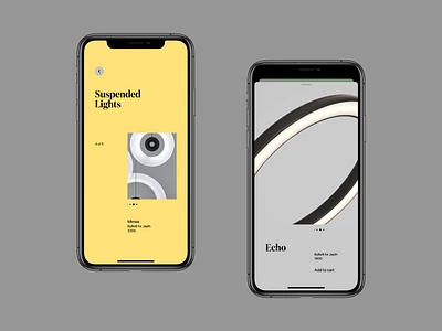 Minimal E-Commerce App 14 app apple art artist design ecommerce furniture interface ios ios14 japth lighting minimalist mobile modern shop store ui ux