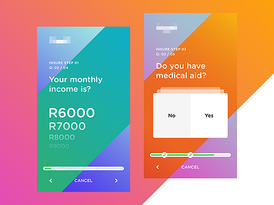 Insure & Invest App banking cape town fin tech finance fintech insurance investment ios onboarding purple questions ui ux