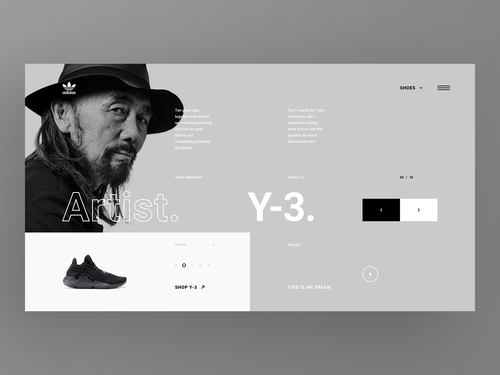 Adidas Collaborations Website - Yohji by Blane Fraser for Happy on Dribbble