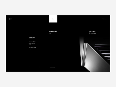 Dyson Featured Product Page - Desktop Website british design ecommerce minimal minimalism premium shop tech ui ux web