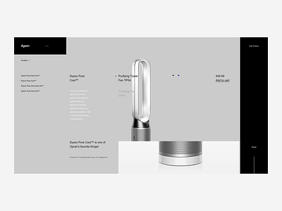 Dyson Product Page - Desktop Website british design ecommerce landing minimal premium product shop tech ui ux web