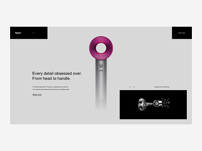 Dyson Home Page - Desktop Website british design ecommerce landing minimal premium product shop tech ui ux web