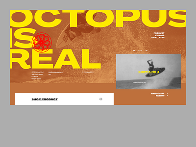 Octopus Is Real! Desktop design grid hero home layout page skate surf surfing typography web website
