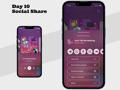 #DailyUI Challenge | Day 10 | Social Share app challenge composition daily ui design graphic design idea mobile mobile app music music player ui