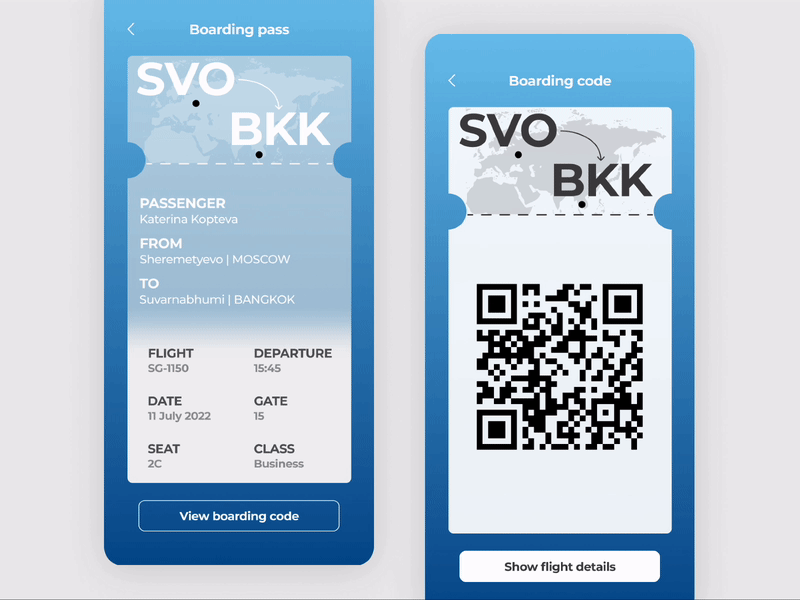 Daily UI Challenge, Day 24 - Boarding Pass airplane app boarding pass boardingpass composition daily ui dailyuichallenge day 024 design graphic design idea mobile mobile app pass travel travel app ui web design