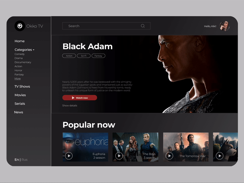 Daily UI Challenge, Day 25 - TV App