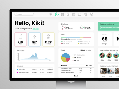 Health Tracker Dashboard activity app daily ui dashboard running dashboard exercise fitness fitness app graphic design gym health health app running sport tracking app ui uiux web web design workout workout tracker yoga