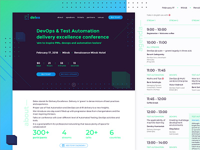 Landing page for Delex conference