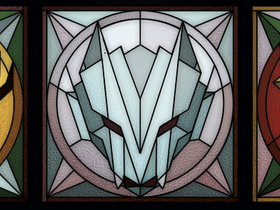 Game of Thrones Stained Glass - Stark a song of ice and fire branding church design fantasy game of thrones geometric illustrator logo low poly low poly lowpoly nerd poly polygon stained glass stained glass stark vector wolf