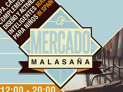 El Mercado Malasaña bicycle blue branding graphic design hipster malasaña orange street sign