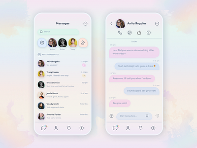 Daily UI #013 - Direct Messaging 013 app appdesign dailyui design directmessage dm message messaging pastel text ui