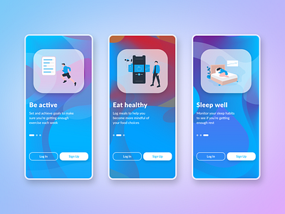 Daily UI #023 - Onboarding 023 app appdesign dailyui design eat exercise fitness health healthy lifestyle log monitor onboarding sleep track ui
