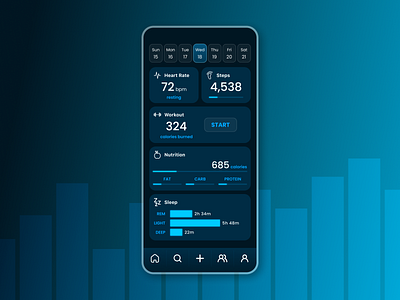 Daily UI #041 - Workout Tracker app app design appdesign blue dailyui dark dashboard design exercise home home screen tracker ui ux workout