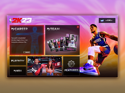 NBA 2K23 Main Menu 2k23 basketball figma gamedesign nba2k nba2k23 phoenix photoshop suns ui ux video games