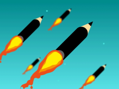 Pencil Rockets flame fly pencil rockets space stars