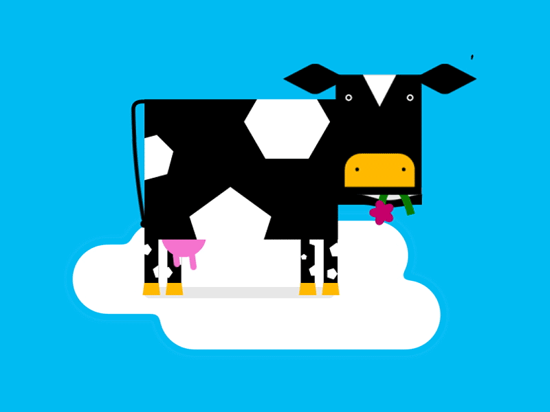 Cow Cloud blue cloud cow eating falling flow flower fly grass