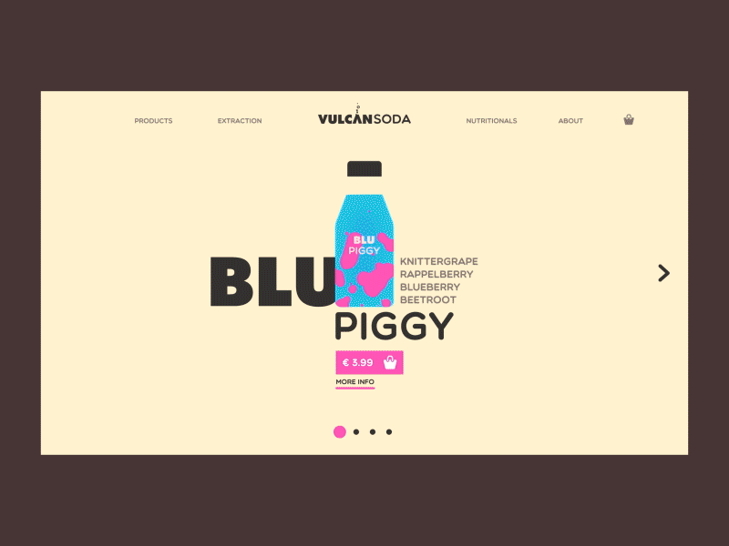 Vulcan Soda animation bottle bubble colourful drink lava logo minimalistic productdesign simple typographie ui