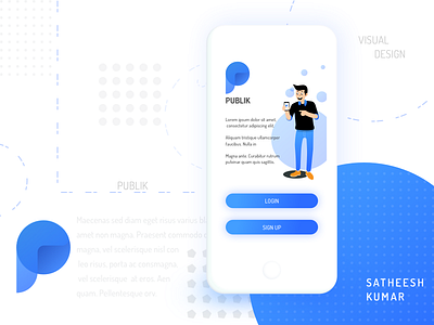 Publik blue gradient illustration ios login logo p signup visual design