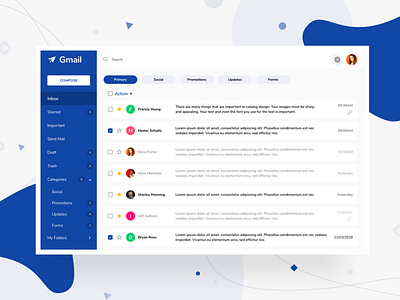 Gmail revamp admin blue checkbox gmail list mail professional. minimal user web