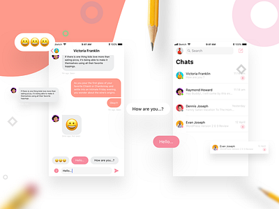 Onboarding - chat interface chat emoji fun list view message minimal profile send sms text