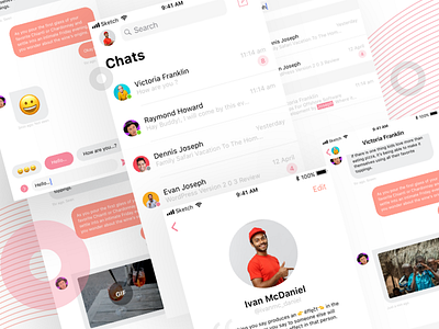 #2-Onboarding - chat interface chat emoji fun grid view list list view message minimal profile send sms text