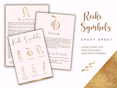 Reiki Symbols Cheat Sheet Posters branding gold graphic design illustration infographic logo posters reiki
