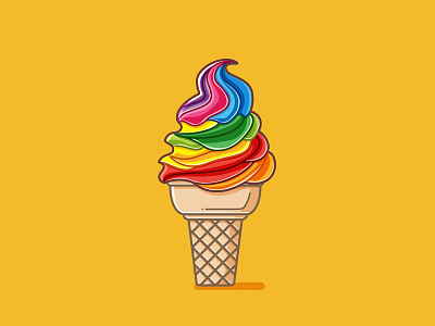 Rainbow Ice Cream beverage food ice cream icon illustration rainbow