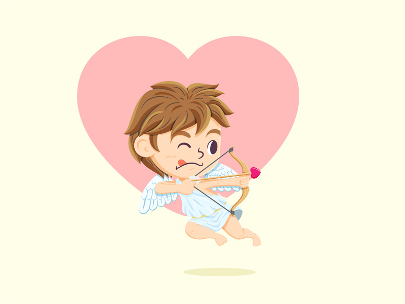 Cupid heart cute cartoon design character valentines day love cupid