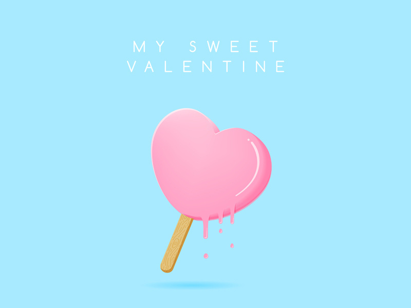Heart Shaped Popsicle vale illustration popsicle ice cream love heart