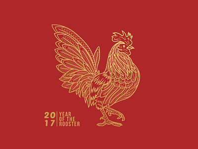 Rooster Year chinese new year gold illustration line rooster
