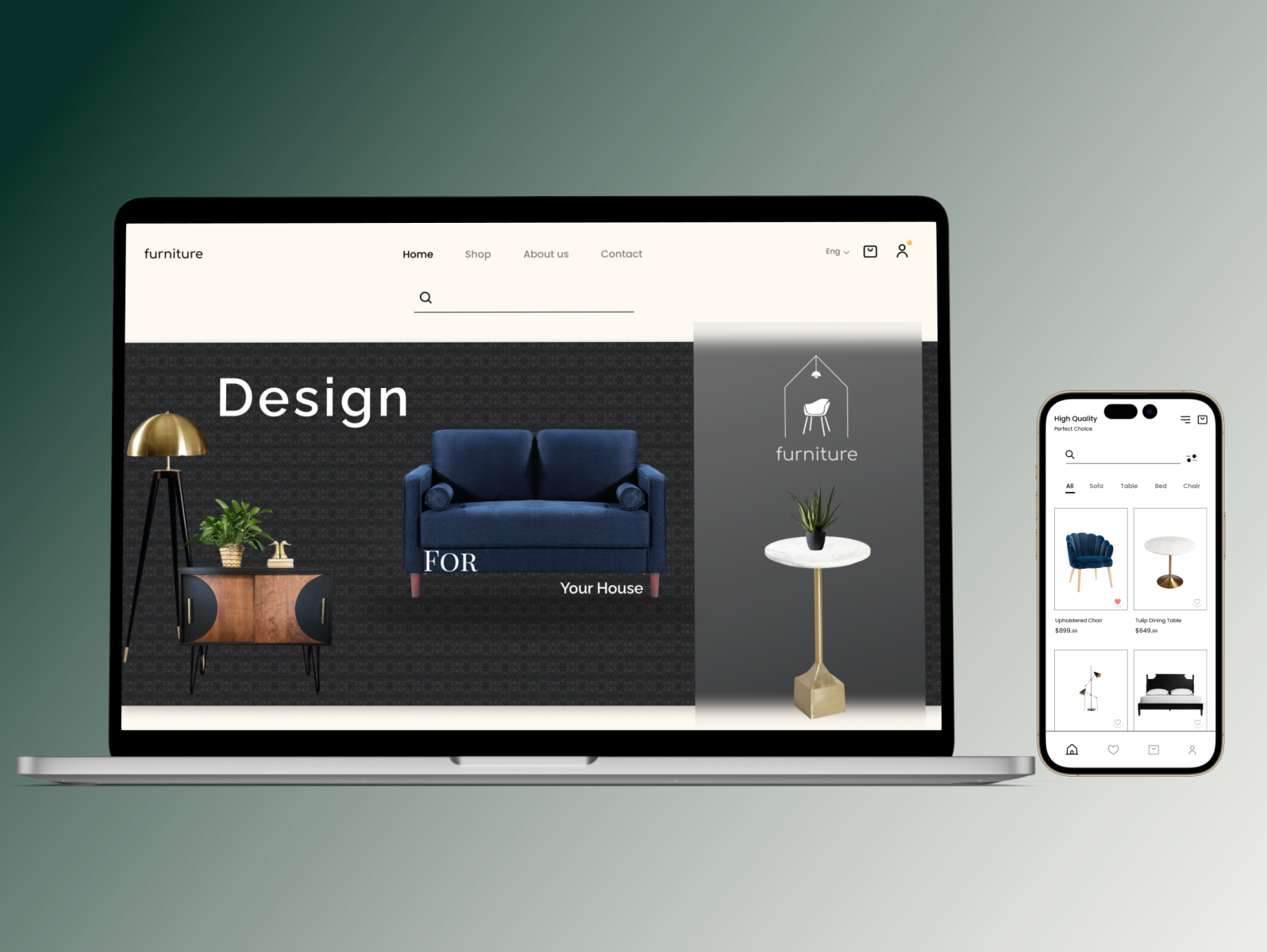 Furniture mobile app an & website by Tornike Gvaramadze on